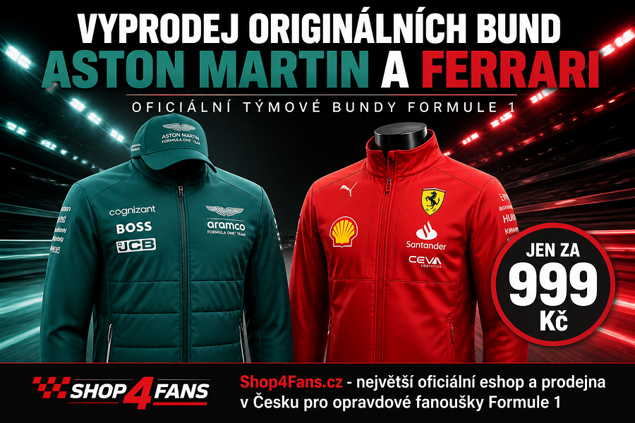 Výprodej bundy Aston Martin a Ferrari