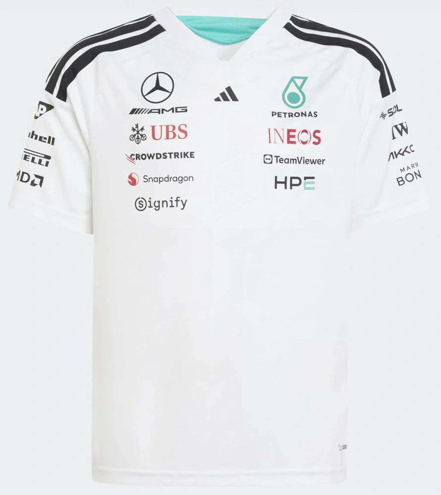 Mercedes bílé teamové tričko